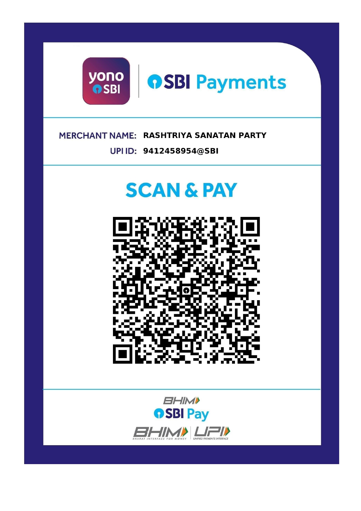 राष्ट्रीय सनातन पार्टी UPI QR Code